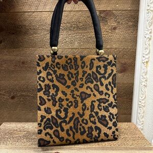 Daniel Ames Vintage Leopard Print Structured Handbag